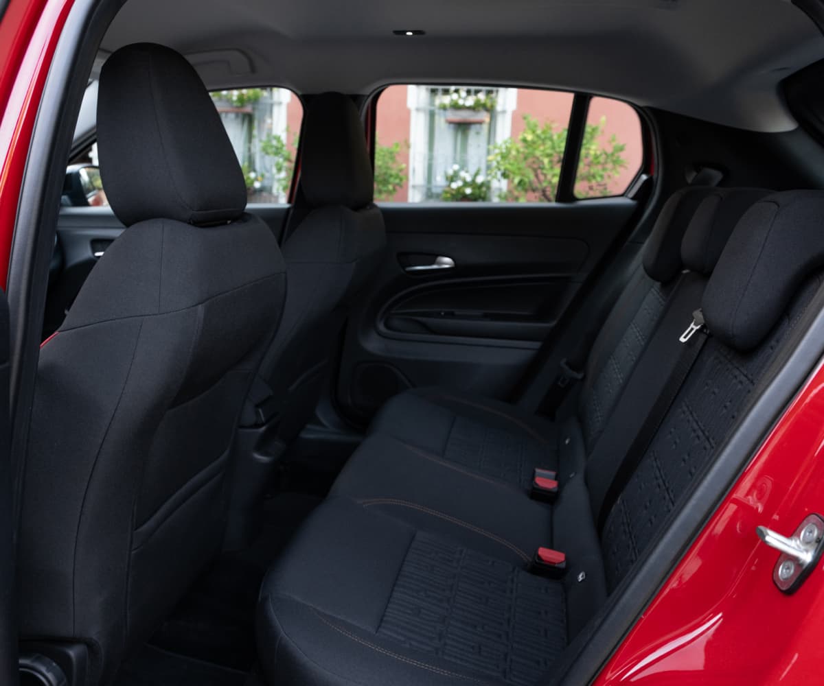 Fiat 600e RED Interior Back Seat