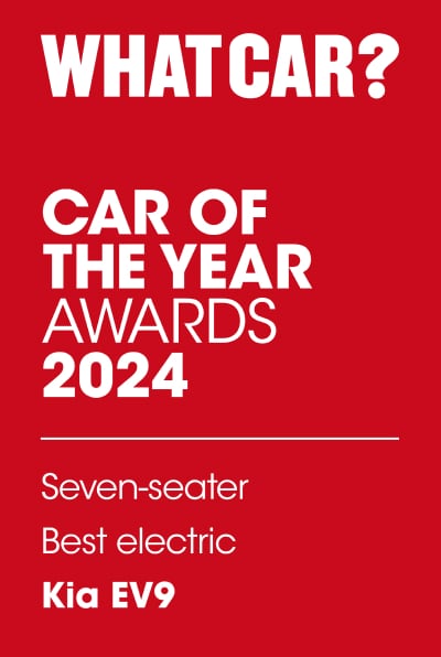 'What car?' Car of the year 2024. Seven Seater Best Electric. Kia EV9