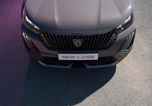 Upward angled front view of Peugeot 2008