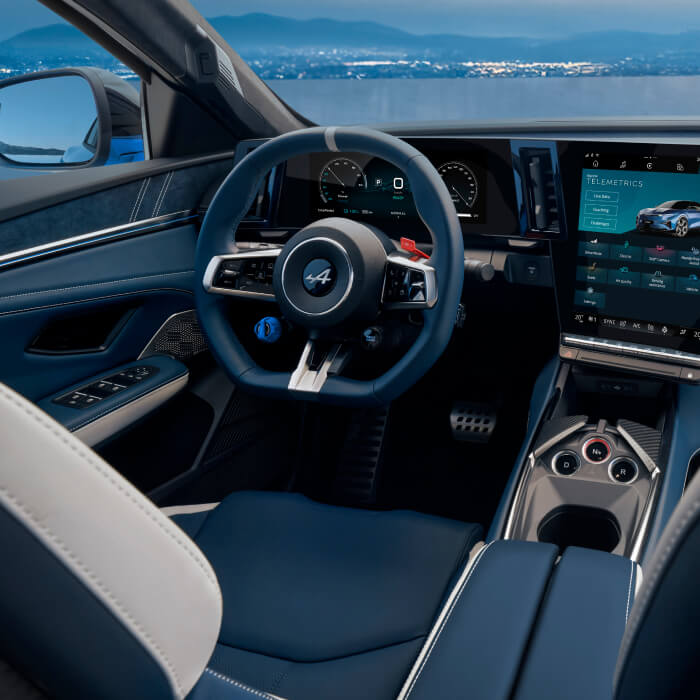 Interior view of Alpine A390 headlights