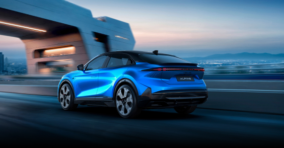 Rear angled view of Alpine A390 headlights