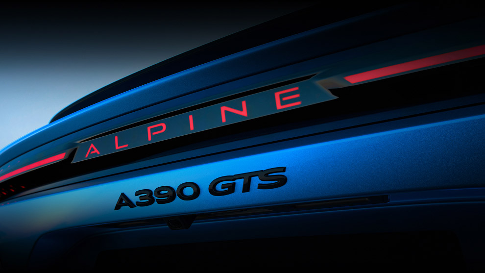 View of Alpine A390 GTS tail lights