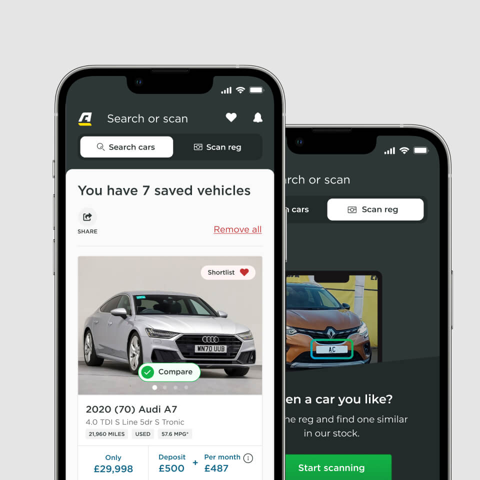 Visual of the shortlist and scan feature on the app