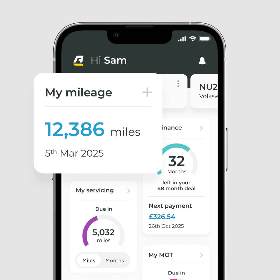 Mileage panel on app screen