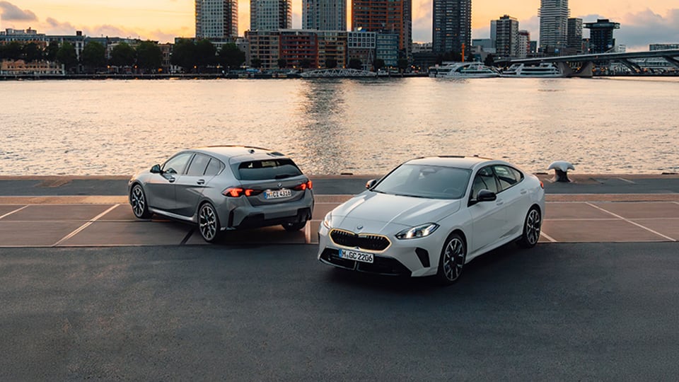 Front and rear angled view of BMW vehicles
