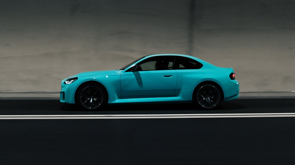 Side angled view of BMW M2 M xDrive