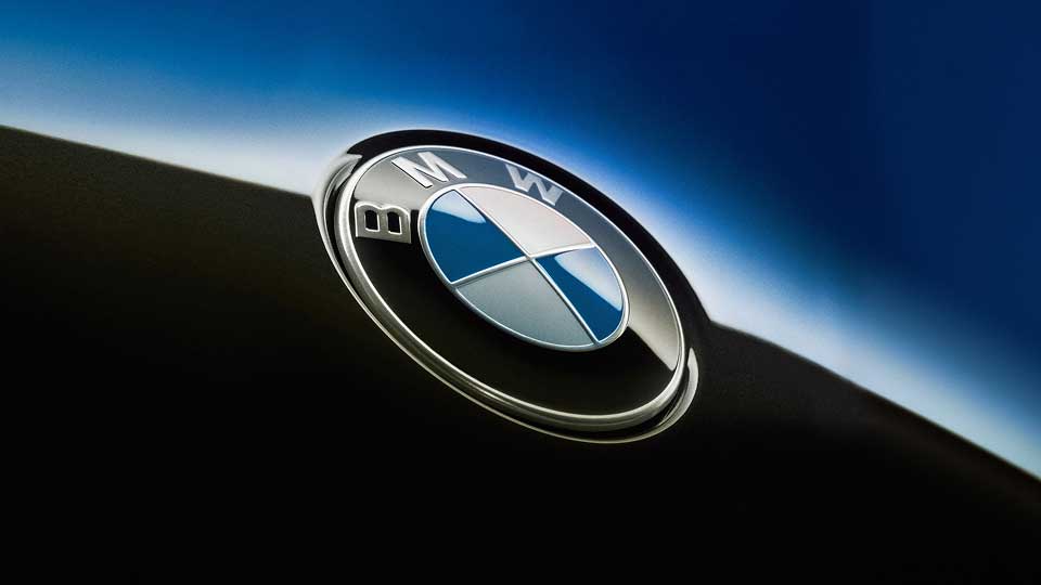 Close up of BMW badge