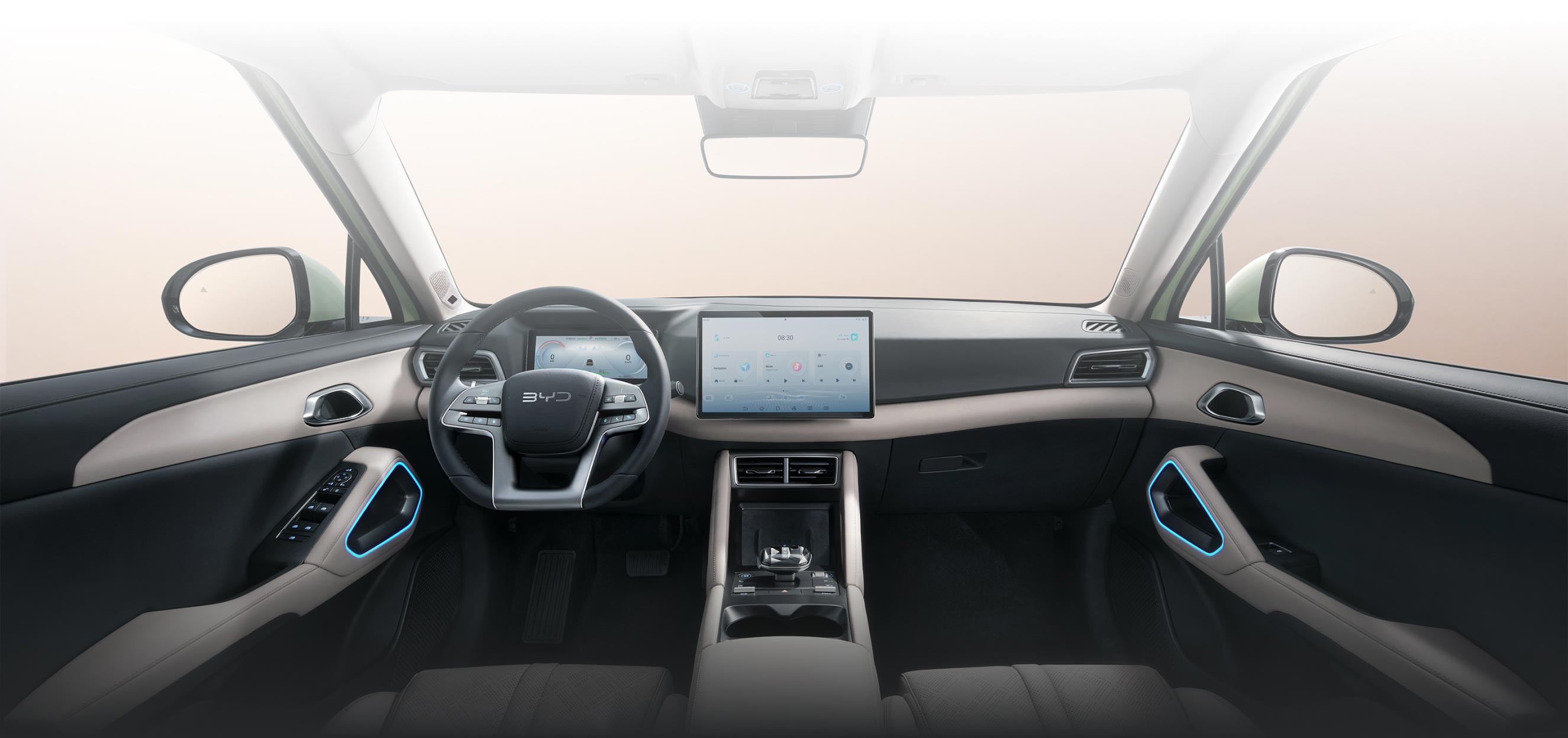Dashboard and front seats of the BYD Atto 2