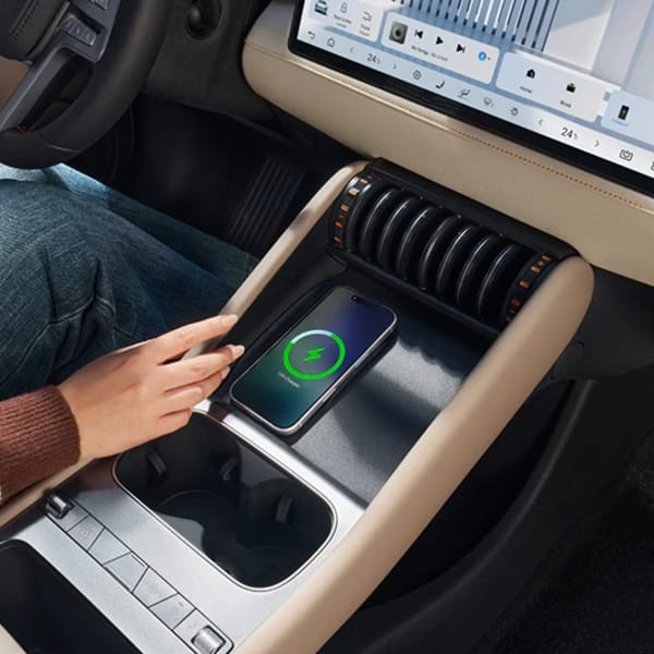 Close up of mobile phone wireless charging
