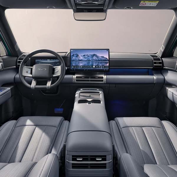 Interior view of BYD Ti 7 showing dashboard and front seats