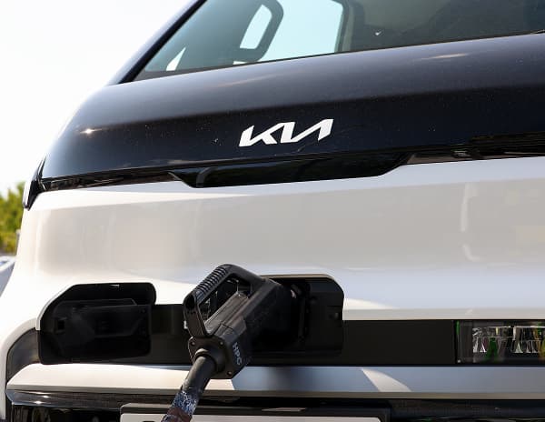 Close-up of Kia PV5 charging