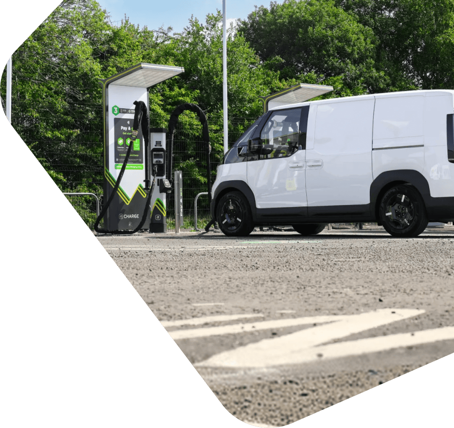 Kia PV5 van in Arnold Clark Charge charging bay