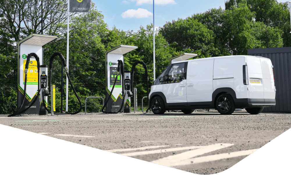 Kia PV5 van in Arnold Clark Charge charging bay