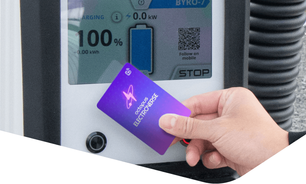Customer using Octopus Electroverse card on Arnold Clark Charge charging station