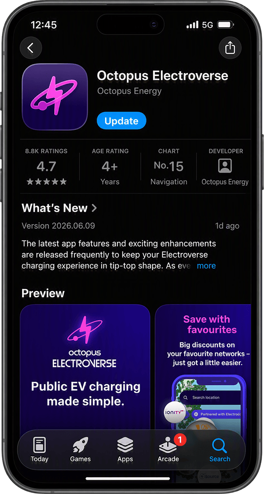 Step 1 of Electroverse app