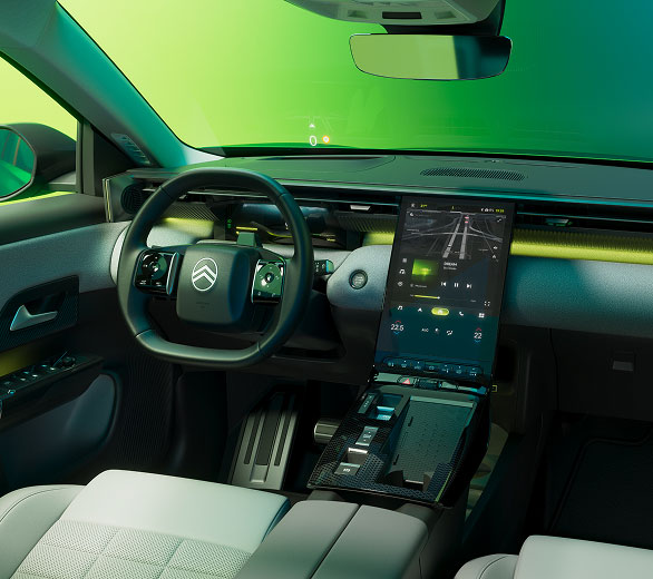 Interior view of Citroën C5 Aircross showing dashboard and infotainment system