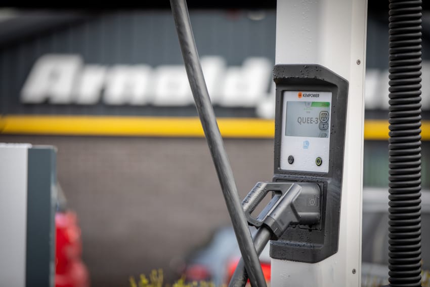 Close-up of public charger