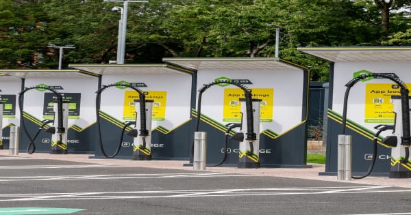 Row of Arnold Clark Charge charging units