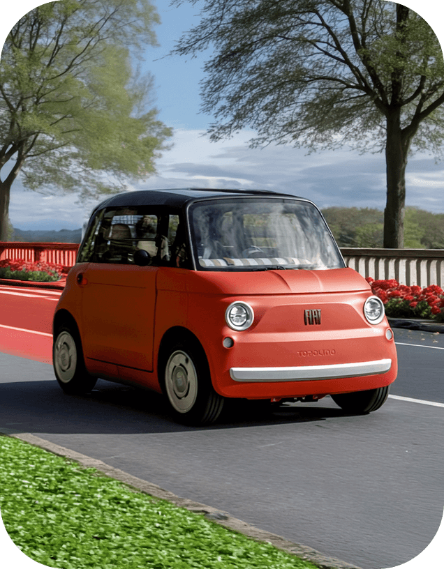 Front angled view of Fiat Topolino