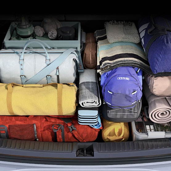 Geely EX5 boot fill of luggage