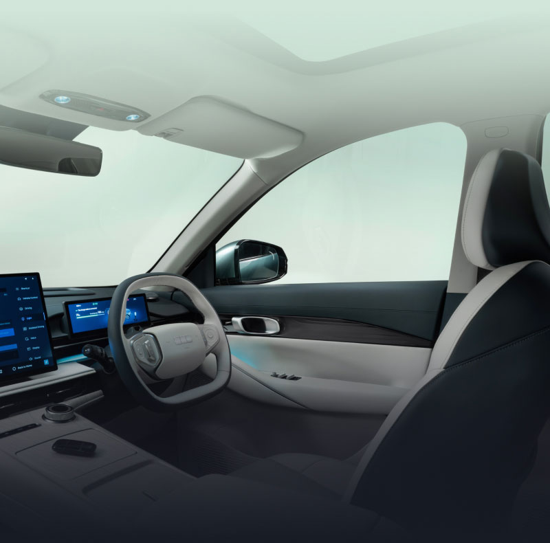 Interior view of Geely EX5 showing driver area
