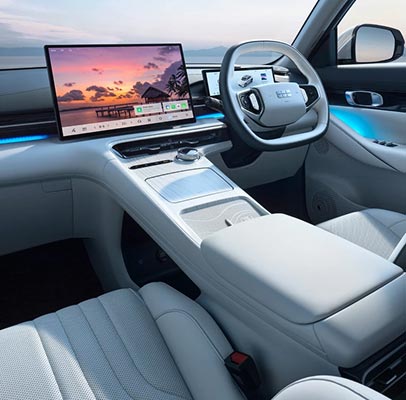 Geely Starray interior showing touchscreen and steering wheel