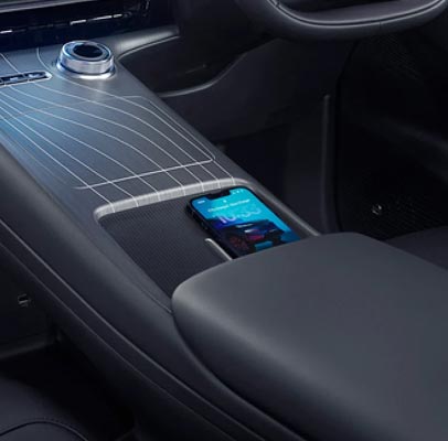 Close up of phone charging wirelessly