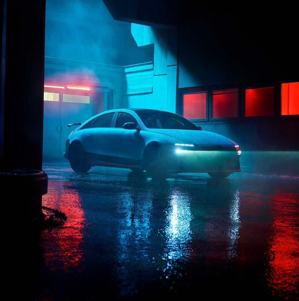 Exterior shot of Hyundai IONIQ 6 N in rain