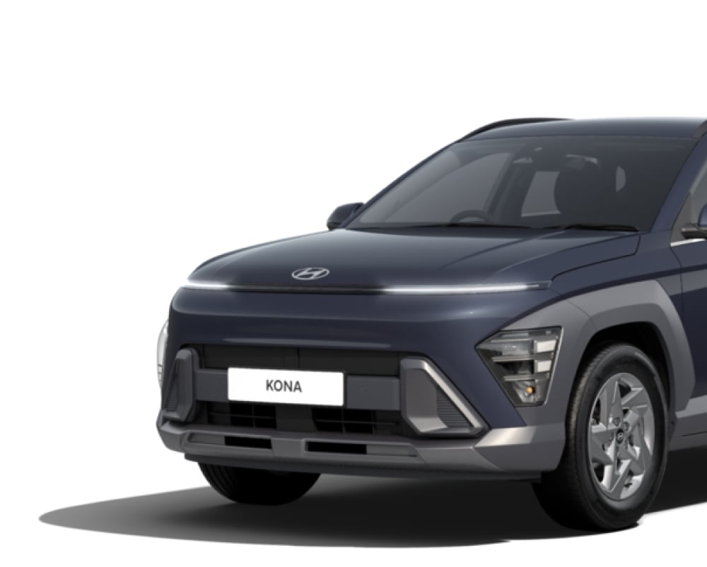 Side angled front view of Hyundai Kona