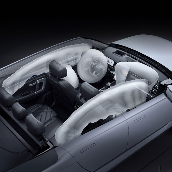 Illustration of all the airbags in the Jaecoo 7