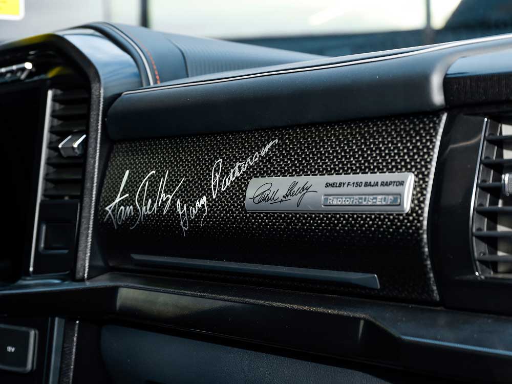F150 Raptor R Baja dashboard with model number and inscriptions