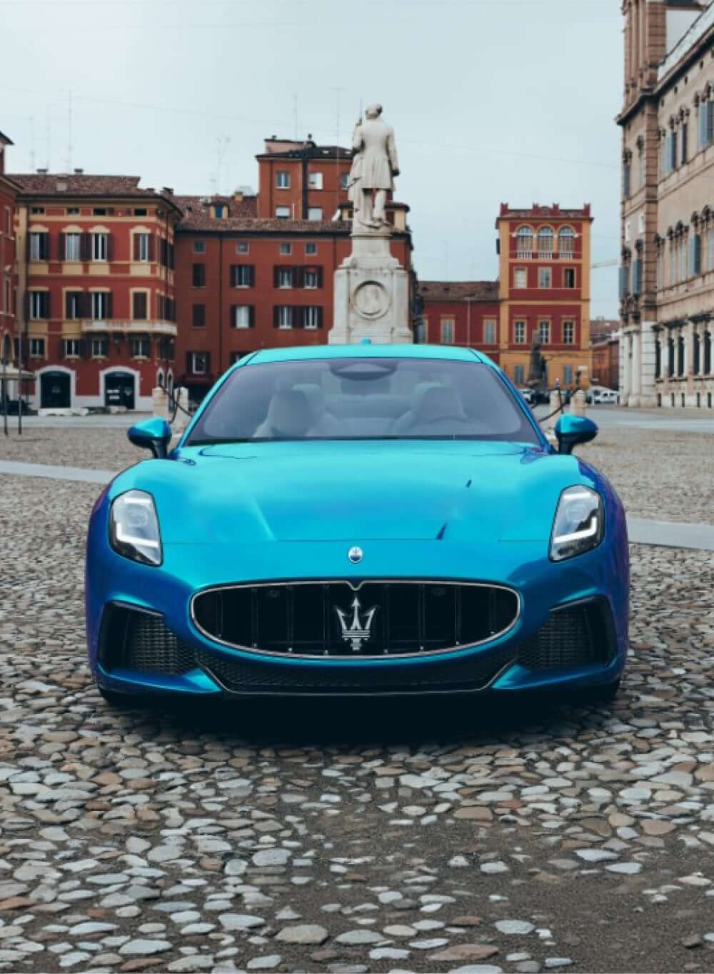 Front view of Maserati vehicle parked outside old town sqaure