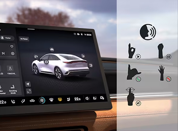 Mazda6e screen with gesture illustrations