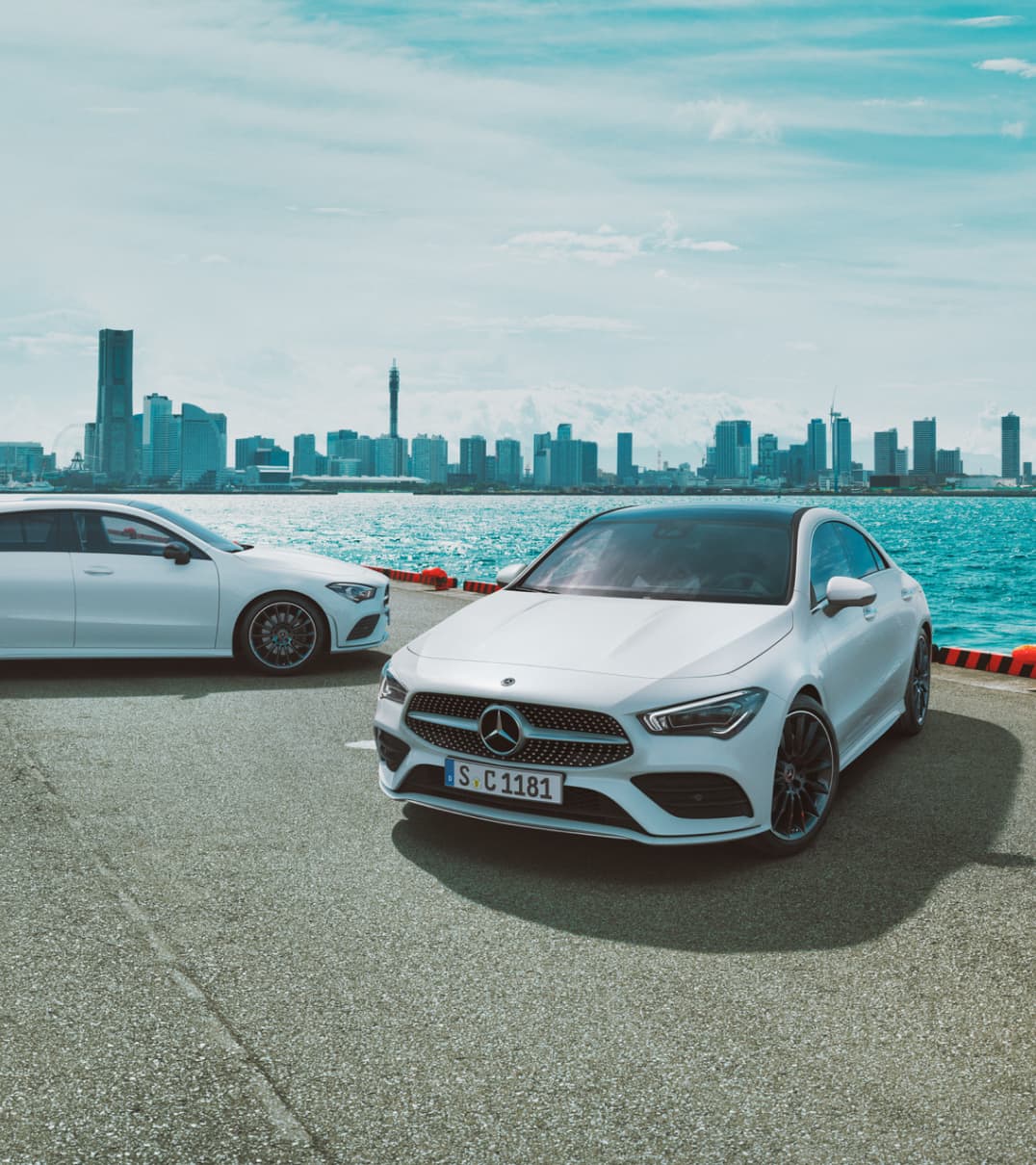 Angled front view of the Mercedes-Benz CLA AMG Line range