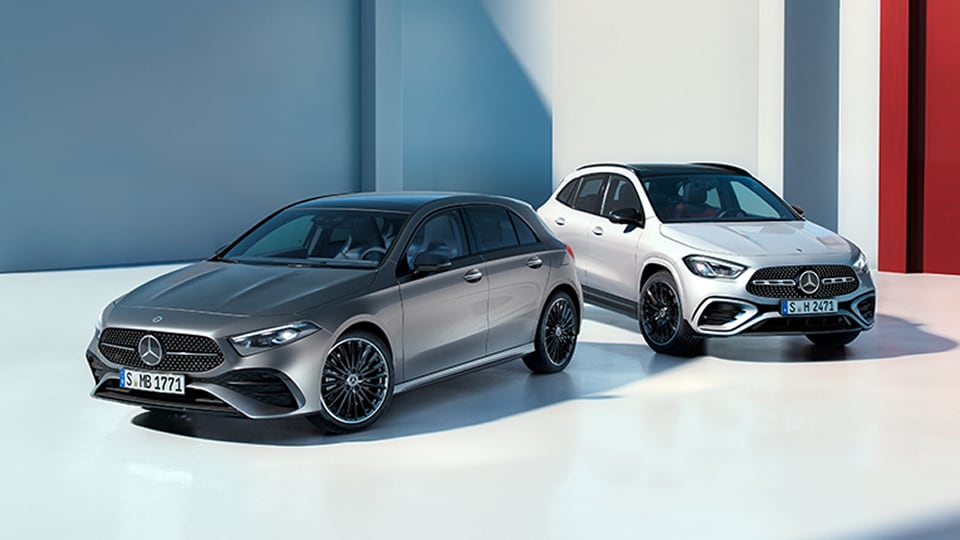 Front angled view of two Mercedes-Benz vechicle