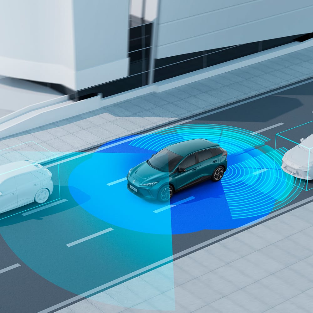 CGI image of the MG4 EV ADAS systems