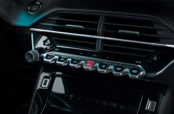 Interior view of Peugeot 208 buttons