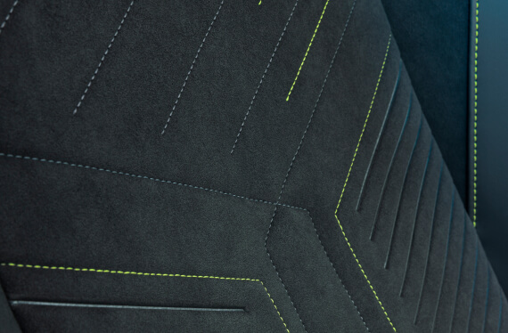 Close up interior view of Peugeot 208 seats