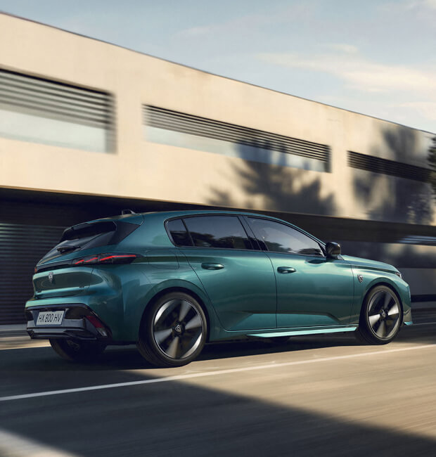 Rear angled view of Peugeot 308