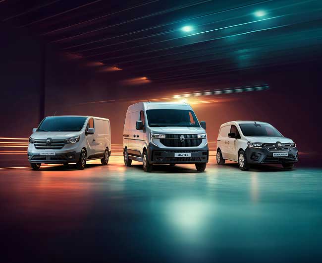 Renault van range at night
