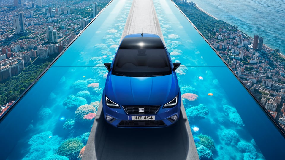 Front upward view of Seat Ibiza