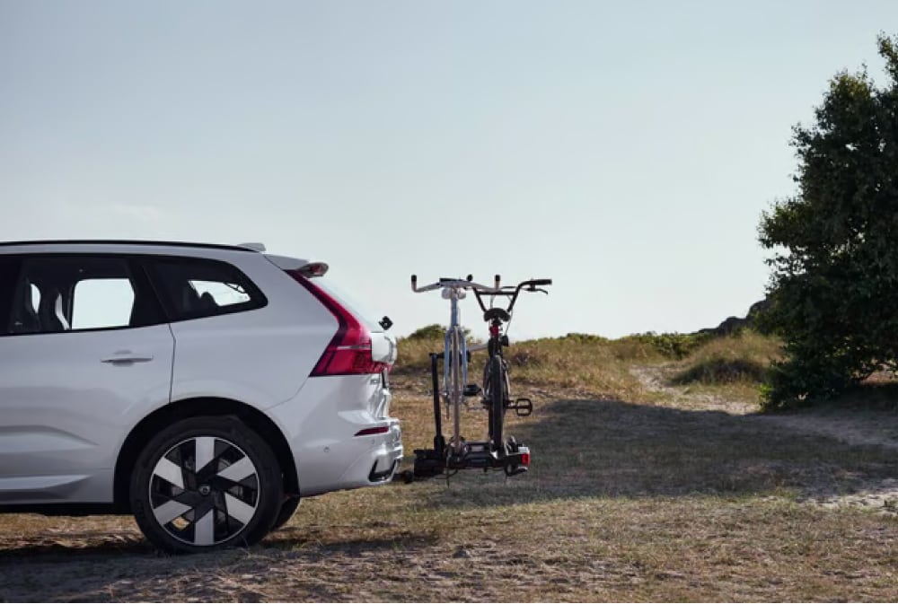 Side angled view of Volvo vehicle ad bike holders