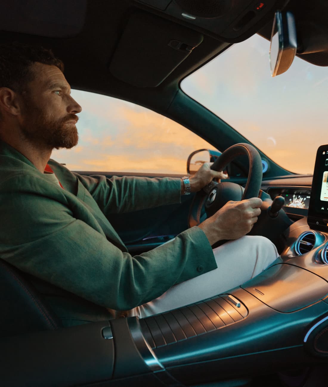 Interior View Man Driving - Dashboard View