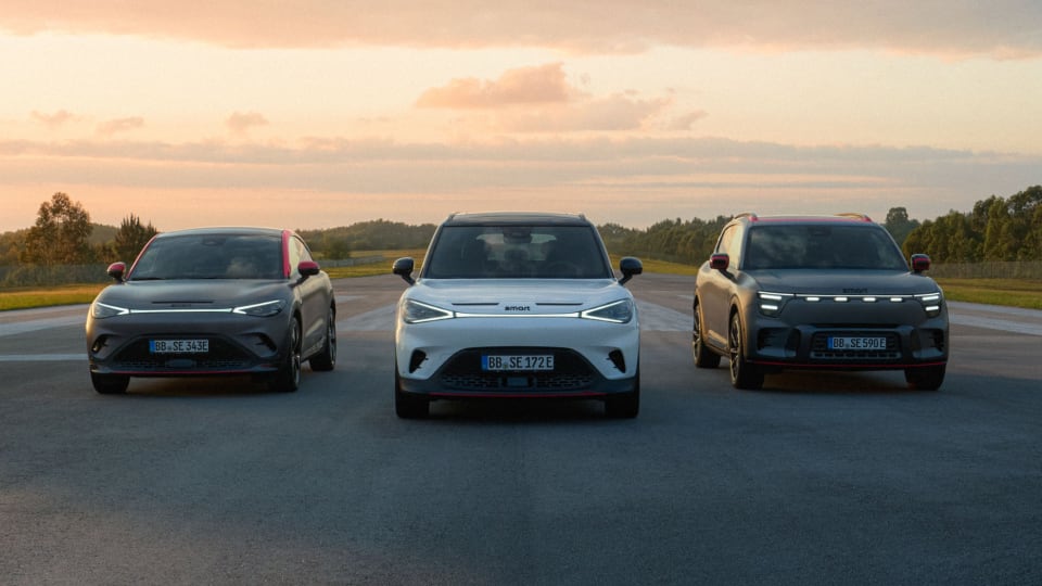 Front view of three smart vehicles