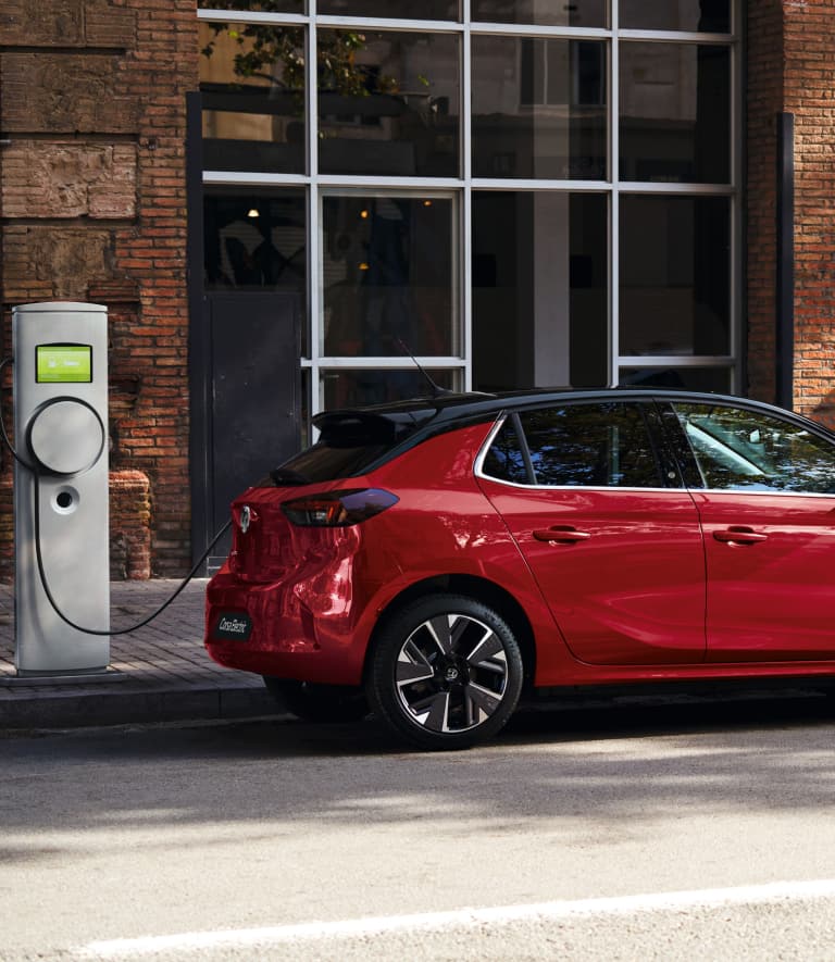 Rear view of Vauxhall Corsa Electric charging