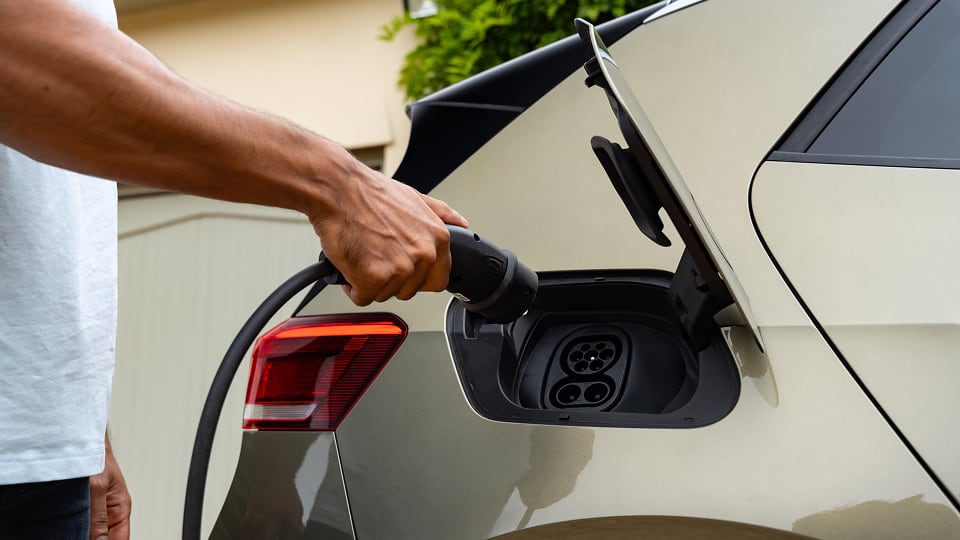 Close up view of car and charger