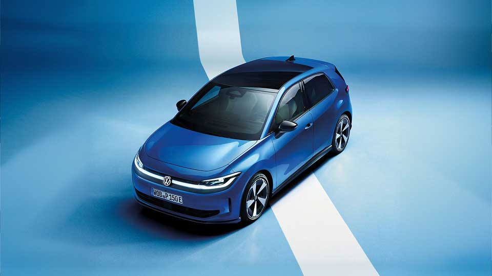 Volkswagen ID. Polo in a blue studio