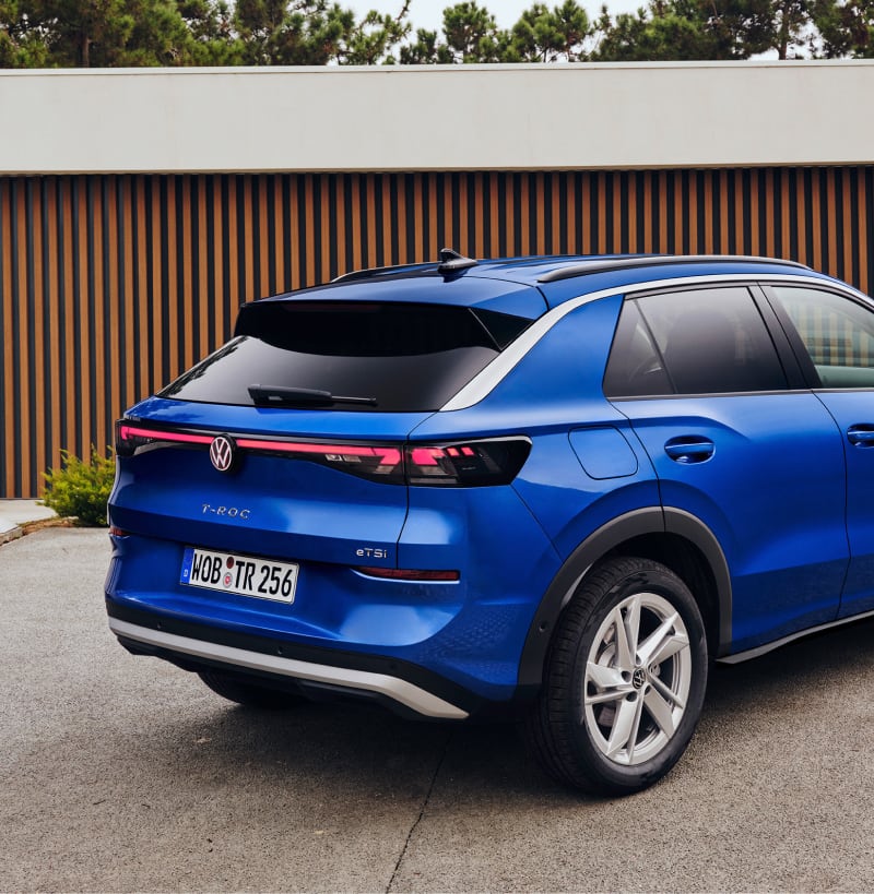 Rear angled view of Volkswagen T-Roc