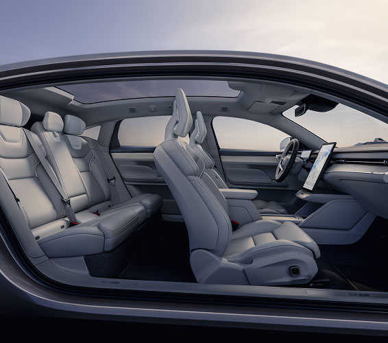 Volvo ES90 side-on cutout view of the interior