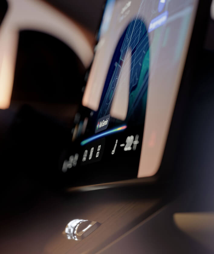 Close up view of Volvo EX60 interior screen